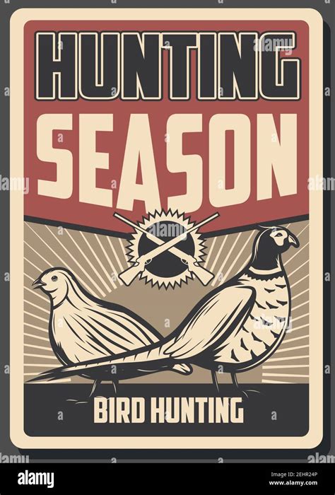 Affiche rétro pour le sport de chasse oiseaux sauvages et fusils