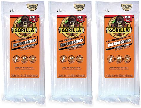 Free Shipping Gorilla Hot Glue Sticks Full Size Long X Diameter Count Clear