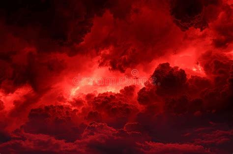 Eerie Red Sky with Dark Clouds: Creepy Gothic Horror Background Stock ...