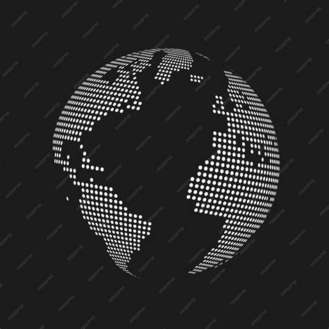 Premium Vector | White dotted 3d earth world map globe in black ...