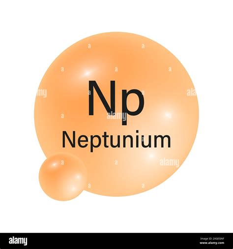 Neptunium element icon. Orange spherical symbol. Vector chemical ...