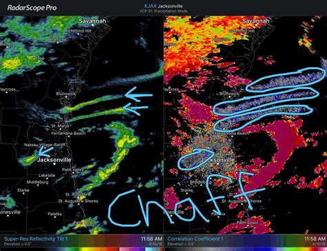 11:58 AM looks like military chaff on radar north of JAX. Look at base reflectivity vs ...