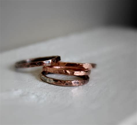 Copper Stacking Rings Two Toned Copper Stackable Rings | Etsy