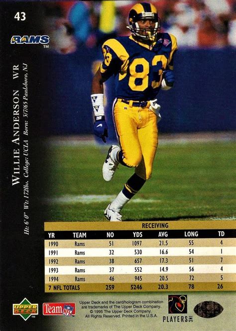 1995 Upper Deck Electric 43 Willie Anderson Trading Card Database