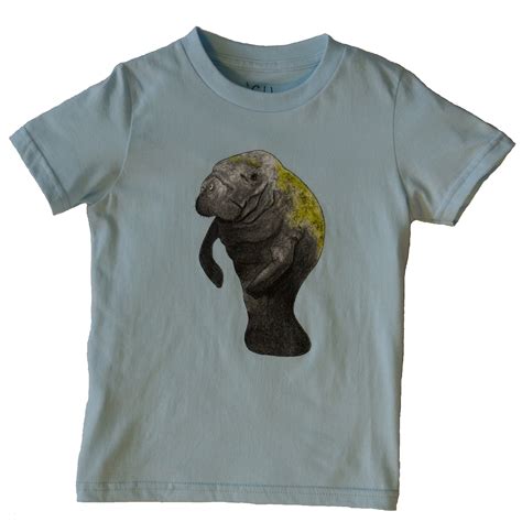 Cute Unisex Manatee Print Baby Blue Toddler Tee