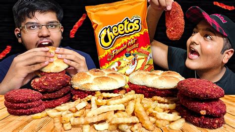ASMR Hot Cheetos Cheese Burger Cheetos Hash Browns Mukbang Eating Sound YouTube