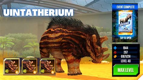 Uintatherium Unlocked 3x Max Level 40 Jurassic World The Game Youtube