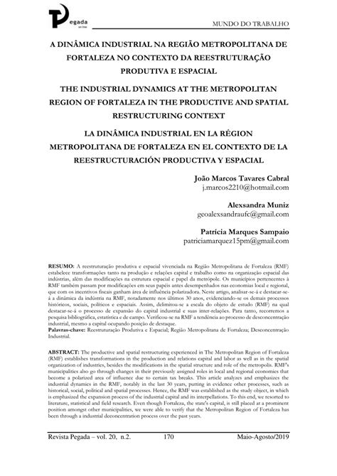 PDF A DINÂMICA INDUSTRIAL NA REGIÃO METROPOLITANA DE FORTALEZA NO