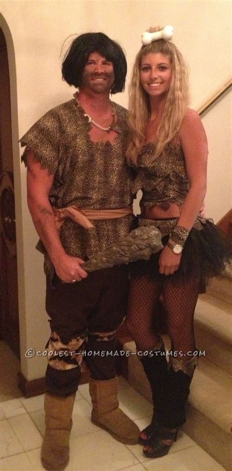 Last Minute Cave Man And Cave Woman Couple Costume Couples Costumes Couples Costumes Creative