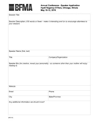 Fillable Online Bfma BFMA Speaker ApplicationLayout 1 Fax Email Print