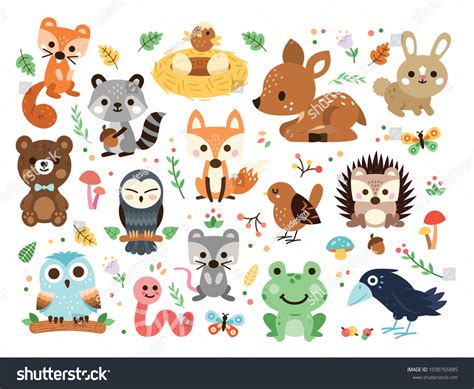 100 Vector Woodland Animals Character Great Stock Vector (Royalty Free) 1030765885 | Shutterstock