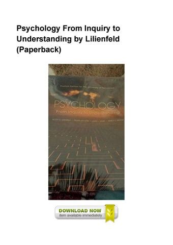 Psychology From Inquiry To Understanding By Lilienfeld Paperback By