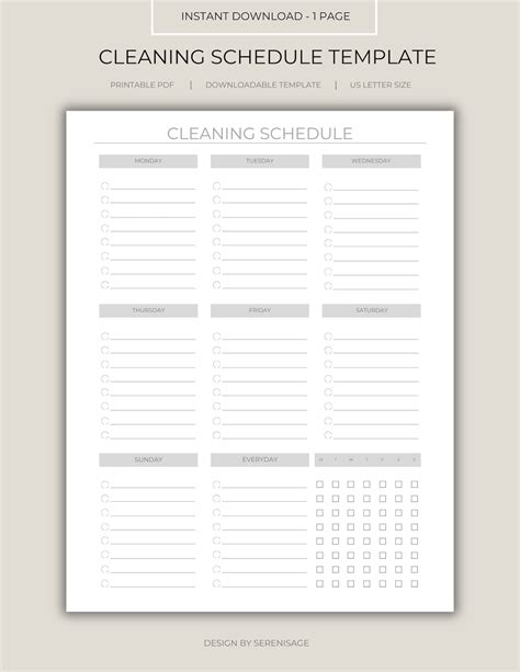 Weekly Cleaning Schedule Daily Cleaning Checklist Home Tidying Template Cleaning To Do List