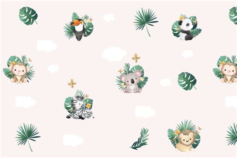 Baby Animals on Leaves – Print A Wallpaper