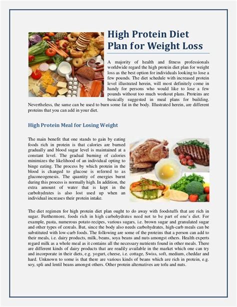 High Protein Diet Plan For Weight Loss