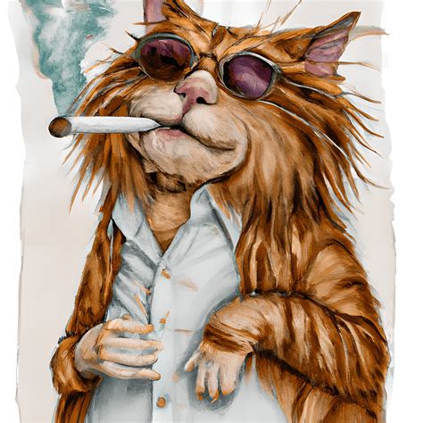 Realistic Fluffy Cat Smoking A Cigar Creative Fabrica