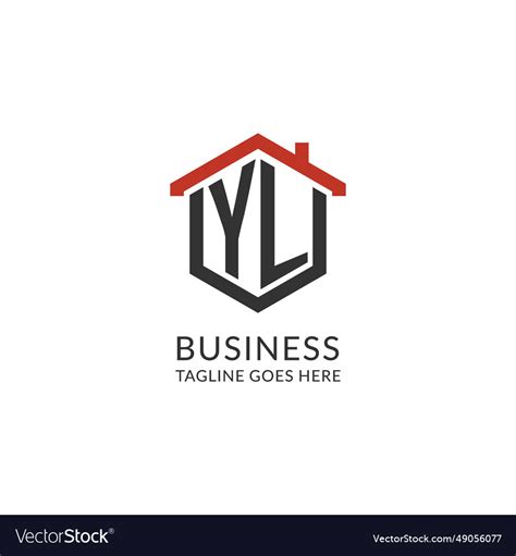 Initial Logo Yl Monogram With Home Roof Hexagon Vector Image