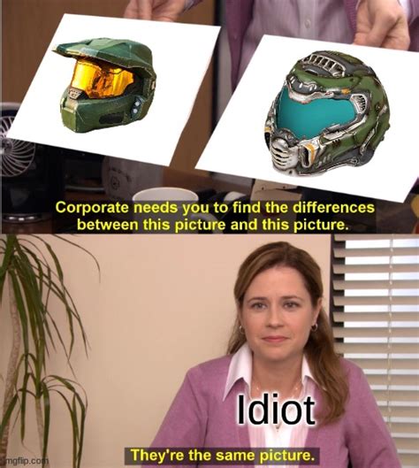 Doom Vs Halo Helmet Imgflip