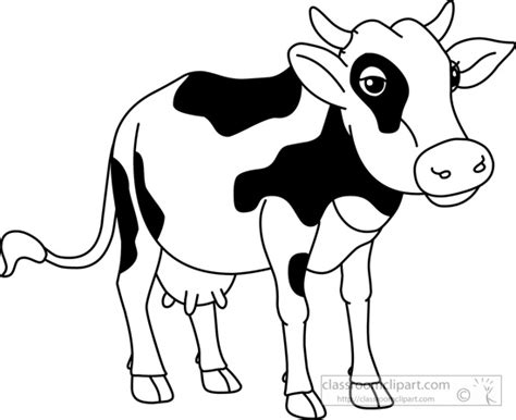 Animals Black and White Outline Clipart - cow-black-white-outline-clipart-910 - Classroom Clipart