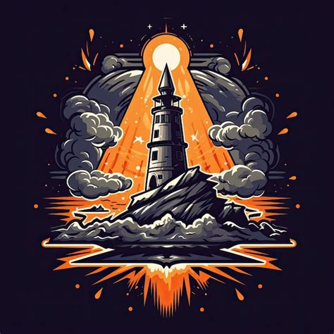 Cartaz de camiseta de mar de farol tatuagem para impressão designe