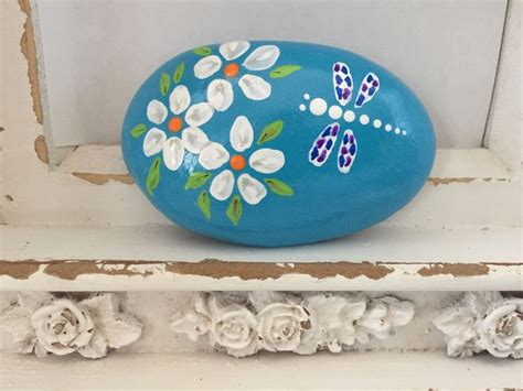 Dragonfly And Daisies Painted Rock Mothers Day T Easter T