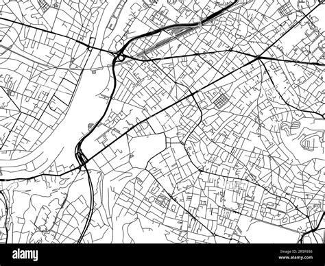 Road map of the city of Rueil-Malmaison in France on a white background ...