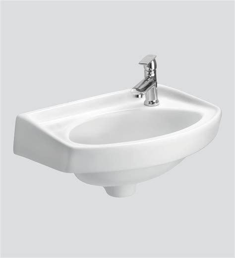 Buy Ceramic U Shape White Wall Mounted Wash Basin H 7 W 18 D 12