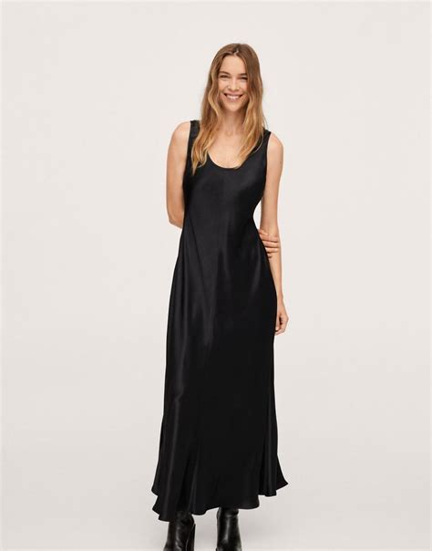 Black Satin Maxi Dress | ModeSens