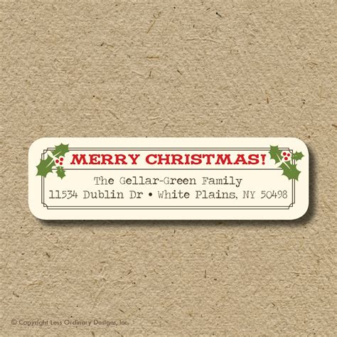 Christmas return address labels self-adhesive mistletoe