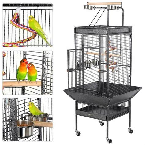 Large Bird Cages for Parakeets Finches Play Top