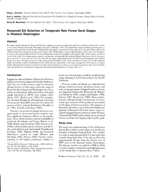 Roosevelt Elk Selection Of Temperate Rain Forest Seral Stages In