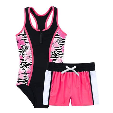 IEFIEL Deuxs Pièces Maillot de Bain Fille Enfant Body de Plage Sans Manches Bikini Short de Bain
