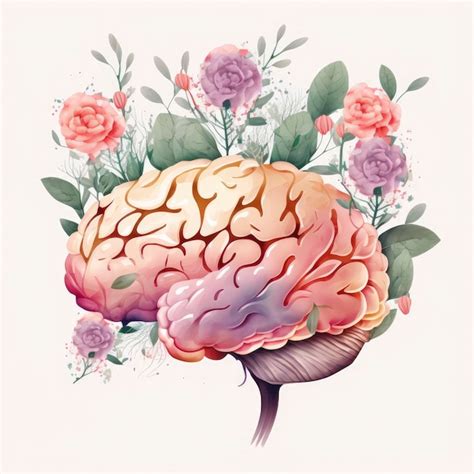 Premium AI Image A Pink Brain With Flowers And The Word Brain On It