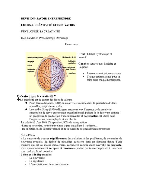 R Vision Examen R Vision Savoir Entreprendre Cours Cr Ativit Et