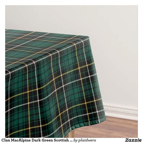 Clan Macalpine Dark Green Scottish Tartan Tablecloth