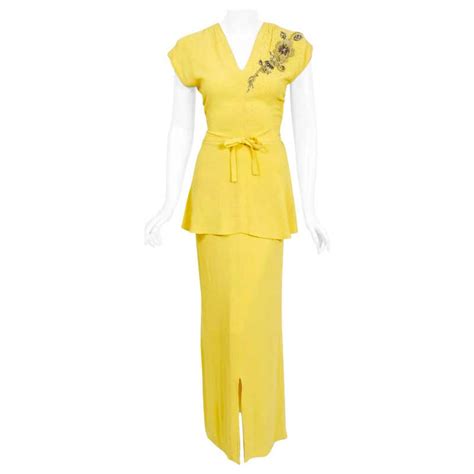 Vintage Silk Yellow Floral Print Cocktail Dress 1950s 1960s For Sale