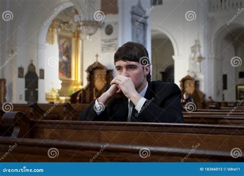 Young Man Praying In Church Stock Photo Image Of Ceremony Belive