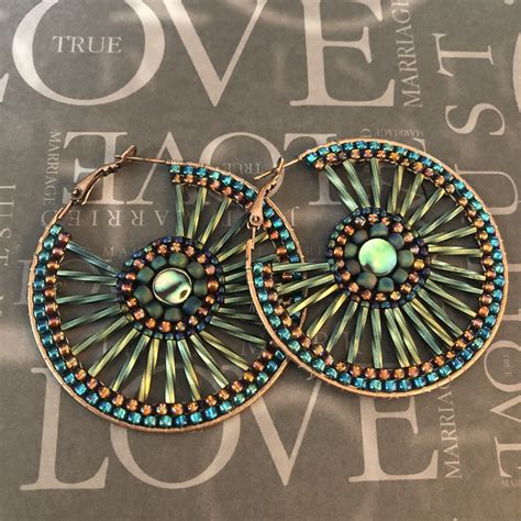 Hoop Earrings Post Hoop Earrings Abalone Copper Beaded - Etsy | Beaded ...