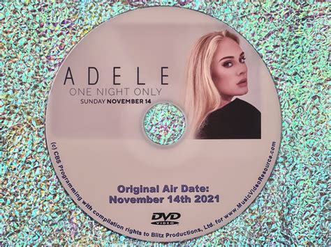 Adele One Night Only Dvd Tv Special Music Video Resource