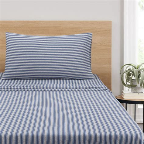 Mainstays Extra Soft Adult Jersey Bed Sheet Set Twin Xl Blue Stripe