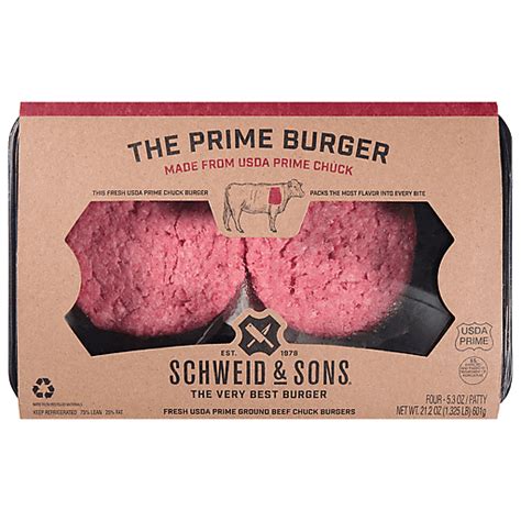 Schweid Sons Beef Chuck Burgers Ground The Prime Burger Ea