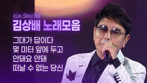 김상배 노래 모음그대가 답이다몇미터 앞에 두고안돼요 안돼떠날 수 없는 당신 Kmusic Trot Youtube