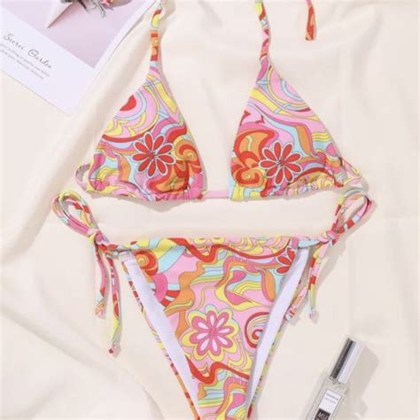 Floral Retro Bikini Women S Fashion Swimwear Bikinis Swimsuits On Carousell