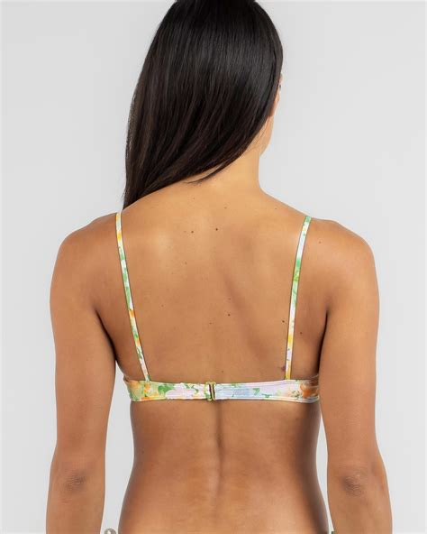 Shop Billabong Soft Rave Ella Underwired Bikini Top In Green Fast