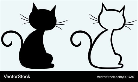 Silhouette kitten Royalty Free Vector Image - VectorStock