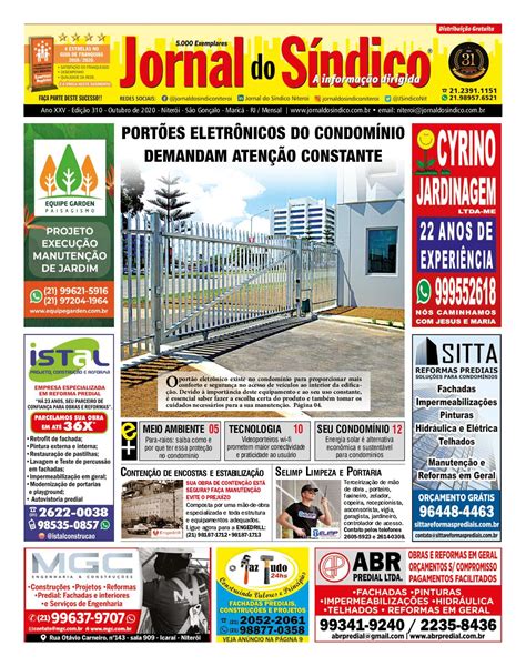 Calam O Jornal Do S Ndico Niter I Outubro Edicao