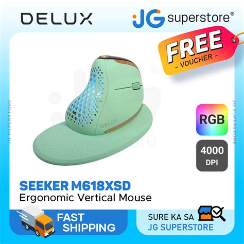 DELUX Seeker M618XSD Wired Wireless Ergonomic RGB Vertical Mouse with ...