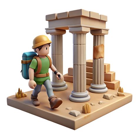 3D Render of Traveler Exploring Ancient Ruins 56098218 PNG