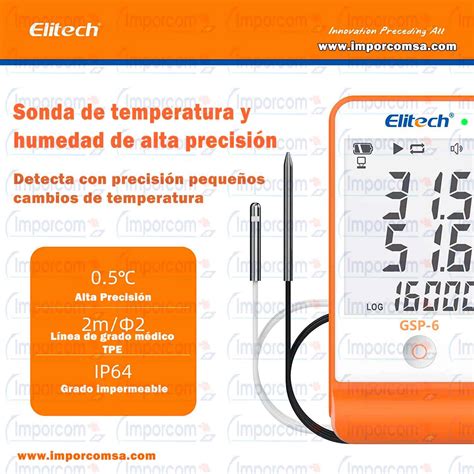 Elitech GSP 6 Registrador De Datos De Temperatura Y Humedad Imporcom