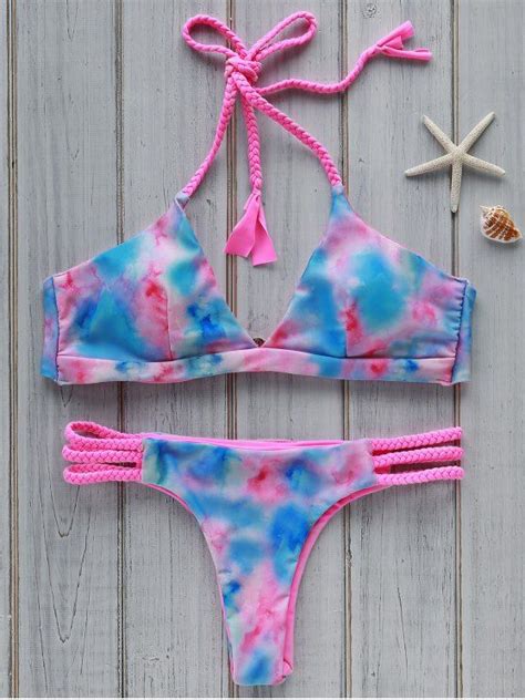 16 OFF 2021 Tie Dye Halter Bikini Set In COLORMIX ZAFUL